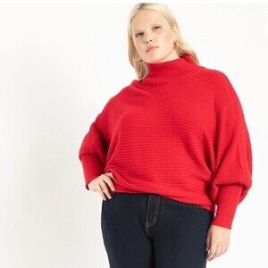 Eloquii Red Ribbed Knitted Red Sweater Plus Size 14/18